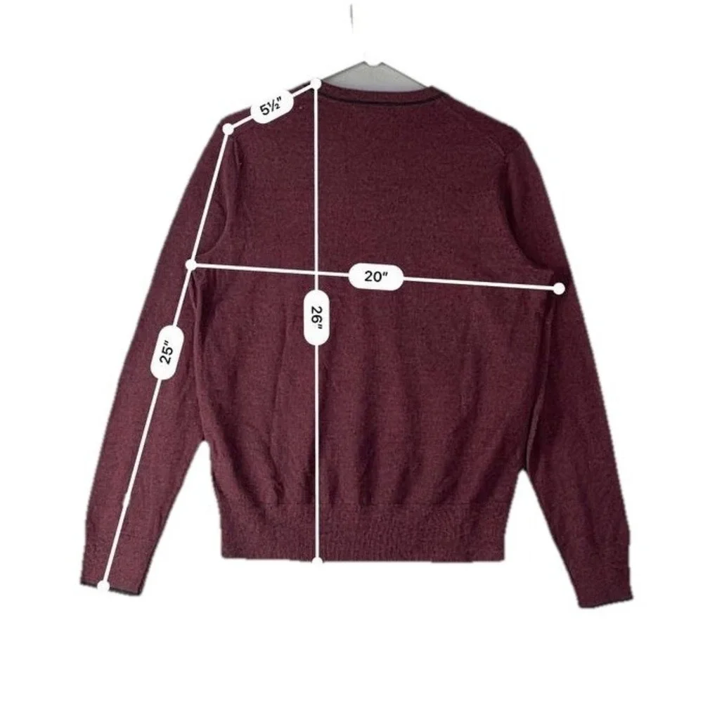Men's Banana Republic Extra Fine Merino Wool V-Neck Sweater‎ Sz S Wine Burgundy